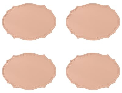 4 Pezzi Tovagliette,Tovaglietta Americane Lavabili,Similpelle PVC Elegante Sottopiatti,Resistente all'abrasione, al calore e ai graffi,Antiscivolo,Adatte Per Hotel Ristoranti (Rosa, A-Ovale)