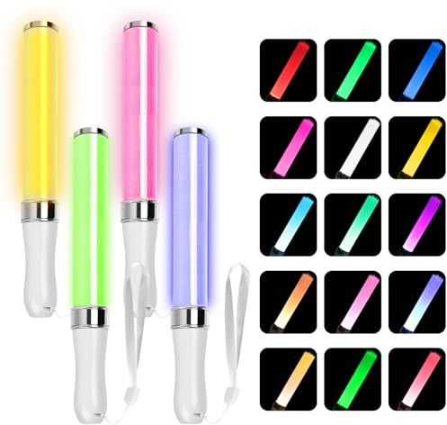 4 bastoncini luminosi, a LED, 15 colori, alternati, bacchette colorate, per feste, matrimoni, club, carnevale, feste, compleanni, concerti, accessori