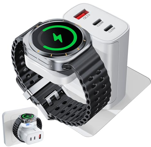 4 in 1 für Samsung Watch Ladegerät,40W USB C Ladegerät PD Schnellladegerät für Samsung Galaxy Watch 8 7 6 5 Pro 4 3 Classic Ultra 2025 Active 1 2,USB-C Fast Charger S25 S24 Fold 7 Ladestation(Weiß)