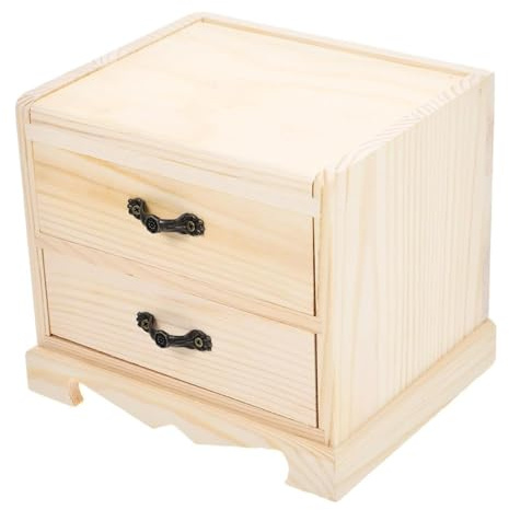 KiBcsLic Cassetto in legno per trucco, accessori per capelli, bambini, fai da te, scarabocchi, scatola portaoggetti per gioielli, piccoli, bagno