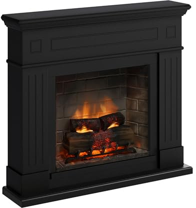 TAGU Larsen Cheminée Électrique avec PowerFlame 2, Chauffage & Thermostat, Son de Crépitement, Wi-FI et Lumière Ambiante (Noir Profond)