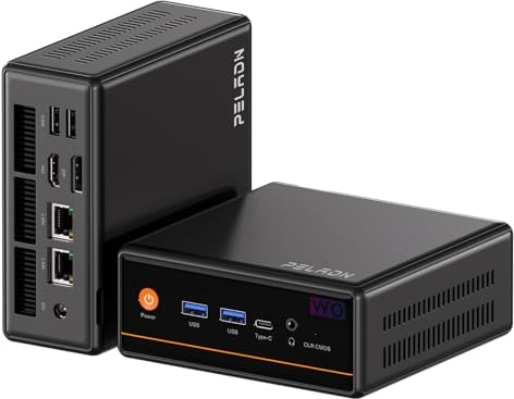 PELADN Mini PC Gaming, Ryzen 5 5600H (Beats 5825U/7430U/7730U),16GB DDR4/512GB SSD, Mini Desktop Computer with 4K Triple-Display/Dual LAN/Type-C/DP/HD/WiFi6/BT5.2/USB3.2, for Gaming/Video Editing