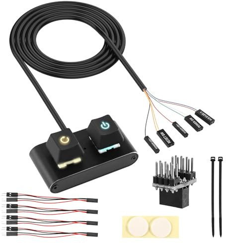 Interrupteur d'alimentation pour ordinateur de bureau, bouton d'alimentation PC, accessoires de boîtier, commutateur externe PC/ATX avec lumière LED, câble d'extension de commutateur d'ordinateur pour