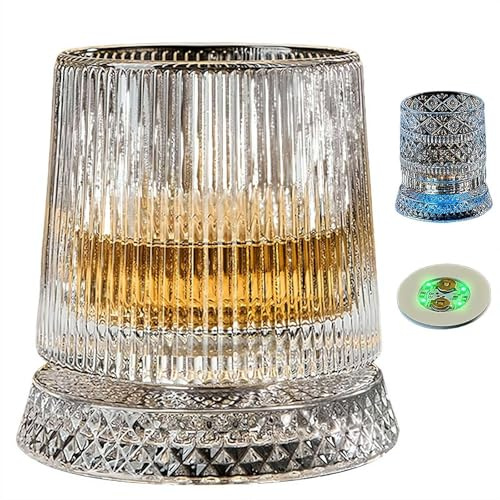 Set di bicchieri da whisky rotanti a 360 gradi, tumbler in cristallo Old Fashioned con base luminosa in rilievo unica, coppa girevole per cocktail e vino, bicchieri e accessori da bar, regali per