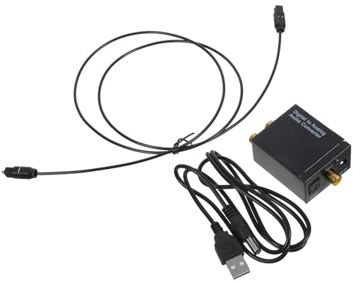 Mikikit Convertisseur Audio Numérique-analogique Spdif Coaxial et Optique avec Câble USB d'alimentation et Câble Optique Noir, Boîtier Compact pour Audio Stéréo L/r, Support 32-96 Khz,