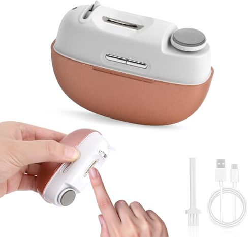 Focenat Cortauñas Eléctrico 3 en 1, Lima de Uñas Eléctrica, Dual Slot, Luz LED, Recargable USB, 2 Velocidades, Silencioso Para Bebés, Niños, Adultos y Mayores