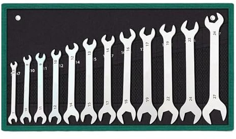 KHfgDHG Torque bar Thin Open End Wrench Set 6-27mm Plum Wrenches Combination Dual Heads Ratchet Spanner Car Repairing Adjustable Torque Wrench(Open-End 12 pcs)