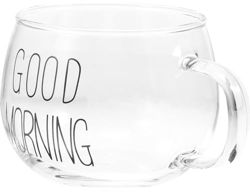 OSALADI Verre smoothie en verre résistant à la chaleur 400ML avec anse, tasse d'eau transparente pour petit-déjeuner, lait, céréales et jus, design élégant