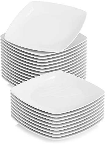 MALACASA Dinner Plates, Plates Set of 24,6.6 Side Plates Dessert Plates Salad Plates White Porcelain Plates,Series Julia