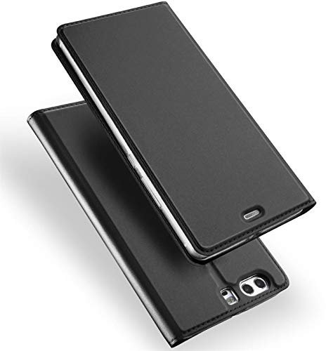 Verco Handyhülle für P10, Premium Handy Flip Cover für Huawei P10 Hülle [integr. Magnet] Book Case PU Leder Tasche, Schwarz
