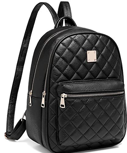 Zaino Donna, Myhozee Borsa Zaino Donna Pelle PU Zainetto impermeabile Casual Nero Zaini Casual Daypack Backpack per Scuola Viaggio Lavoro Shopping,Nero