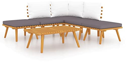 vidaXL Akazienholz Massiv Gartenmöbel 6-TLG. Gartenset Sitzgruppe Garten Garnitur Lounge Sofa Sitzgarnitur Gartensofa Ecksofa Mittelsofa