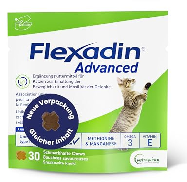FLEXADIN Advanced® Katze |Innovativer Ansatz für die Gelenkgesundheit | undenaturiertes Kollagen Typ II – 30 Gelenkleckerli