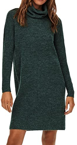 Only Onljana L/S Cowlnck Dress Wool Knt Noos Vestito, Mallard Green Melange, M Donna