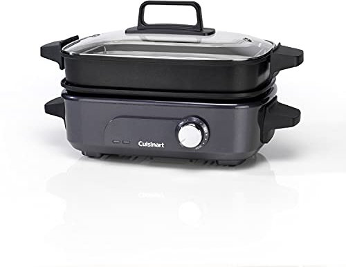 Cuisinart Cook In 5 in 1 Multi Cooker, Grill, Sear, Steam, Simmer and Slow Cooker, Non-Stick, Interchangeable plates and pans, Stackable, easy storing, Energy efficient, Midnight Grey