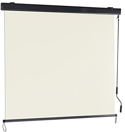 Relaxdays Tenda a Rullo per Esterni, 250x160 cm, Ombreggiante, per Balcone e Terrazza, Avvolgibile con Manovella, Beige