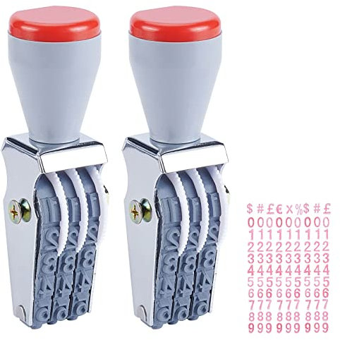 NBEADS 2 Stück Nummernrollen stempel, Einstellbare Kunststoff Zahlenstempel Datumsstempel Rollender Radstempel Multifunktions DIY Gummi-Scrapbooking-Rolle Schreibwaren Büro Geschäft