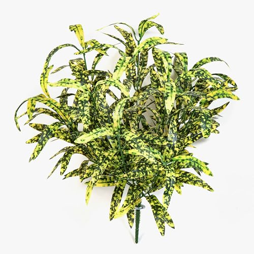 artplants.de Faux chlorophytum ANKAA sur Piquet, Vert-Jaune, 40cm - Plante Verte Artificielle