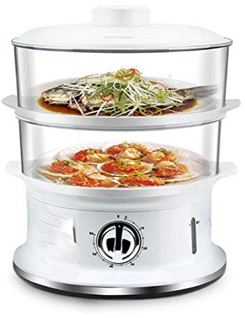 Samnuerly Vaporera eléctrica de Calentamiento rápido de 900W, vaporera Vegetal de 6L sin BPA, Cesta apilable de 2 Capas