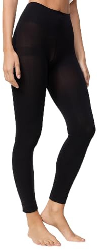 Nur Die Leggings 80 DEN Strumpfhose ohne Fuß Blickdicht warm extra breiter Komfortbund Damen, schwarz, XL