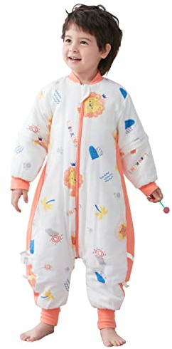 Chilsuessy Schlafsack Baby Winter Mit Füßen 2.5 Tog - Ganzjahres Kinder Schlafanzug Mit Beinen Für Junge Mädchen, Löwe, 120/Baby Höhe 105-115cm