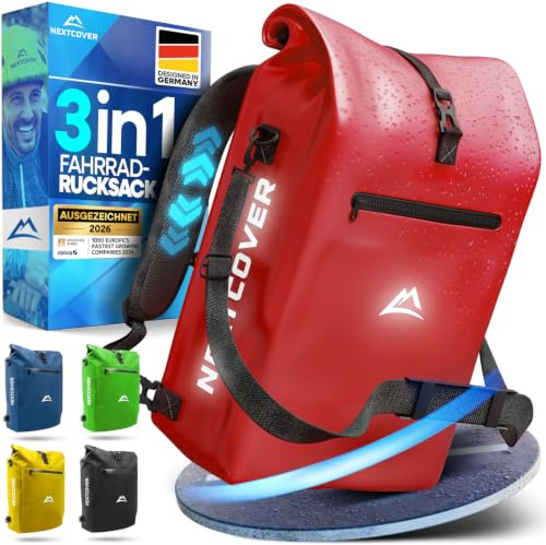 Nextcover® NEU 3in1 Fahrradtasche für Gepäckträger [Aquashield] - Gepäckträgertasche, Rucksack und Umhängetasche [25 Liter] I wasserdicht I