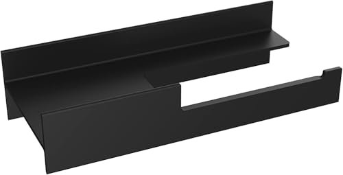 emco Aura Papierhalter mit Ablage I moderner Toilettenpapierhalter mit Abstellfläche zur Wandmontage I Papierhalter aus Aluminium, schwarz matt