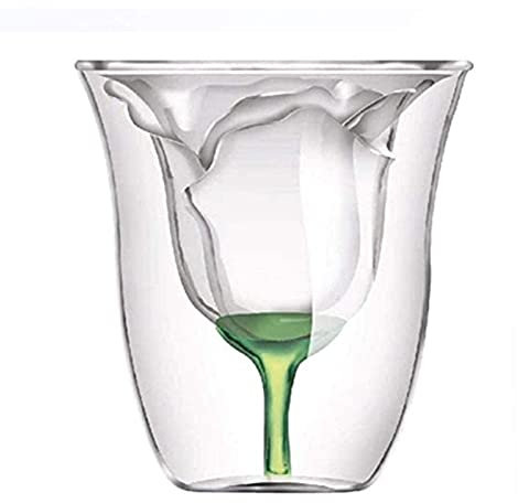 Whisky Decanter Wine Decanter Glass Cup Doble capa Resistente al calor Rose Blossom Cocktail Mug Drink Cup Beer Cup Para Vodka Wine Whisky Decanter