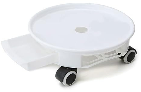 JDF Socle De JardinièRe, Plateau éPais Amovible avec Poulies, GouttièRe De JardinièRe avec Tiroir Porte-Fleurs, Support pour Recueillir l'eau des Pots De Plantes (2 PièCes)-White||24cm