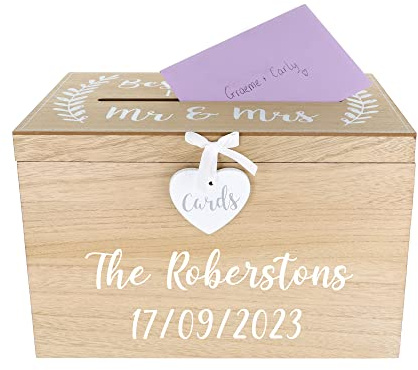 Always Looking Good Personalised Wedding Wooden Card Box Wedding Post Box for Cards Memory Keepsake Traditional Card Holder Gift