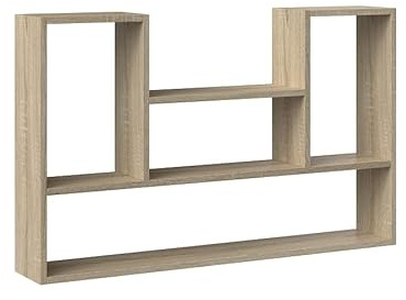 CDF Hängeregal Wandregal 100 cm mit 4 offenen Fächern modernes Design kompakte Wandaufbewahrung für Wohnzimmer Büro Jugendzimmer - Eiche Sonoma
