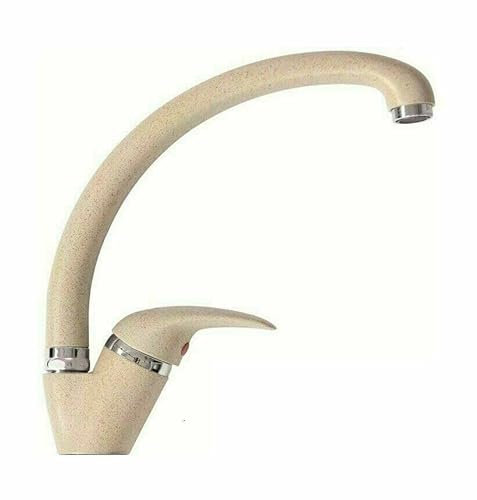 Rubinetto Miscelatore Canna Curva per Lavello Cucina – Monocomando Design Moderno in Finitura Avena Sabbia Beige | Miscelatore Elegante, Girevole a 360° per Cucina Moderna ed Elegante