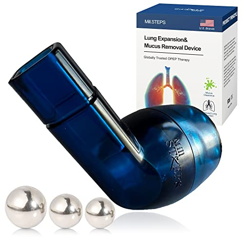 MillSTEPS Appareil d'exercice respiratoire pour Les poumons, l'expansion pulmonaire et Le Dispositif de soulagement du mu-cus (Bleu)