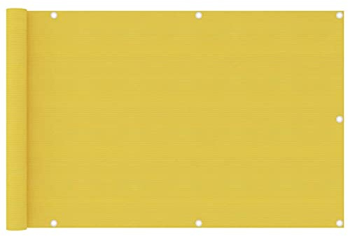 Homgoday Balcony Privacy Screen, Balcony Cover, Balcony Privacy Screen, Balcony Cladding, Opaque, Balcony Protection, UV Protection, Wind Protection, Sun Protection, Yellow, 90 x 400 cm, HDPE