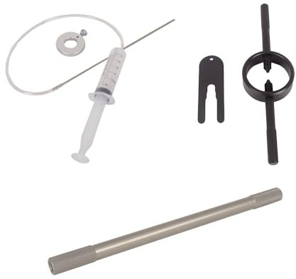 Oldbones Outil de compresseur de ressort de fourche de moto et outil de niveau d'huile de fourche et outil de purge de tige d'amortisseur de fourche universel 10,5/12,5/16 mm