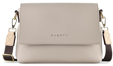 bugatti Ella Schultertasche für Damen, Frauen-Umhängetasche aus Kunstleder in beige