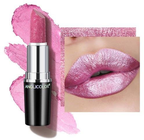 Anglicolor Metallic Glitter Pink Lipstick,High Impact Lipcolor,Lightweight Hydrating Formula Smooth and Non-Sticky,Lipstick For Women,Full-Coverage Lip Makeup(15 VELOCITY, 4g)