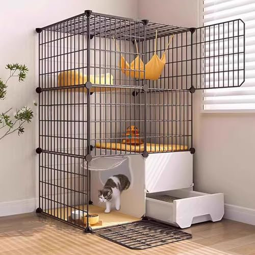 XIAOZHUANGXIONG Kleintierkäfig XXL mit Rollen, DIY Kleintierkäfig for Kaninchen, Gittergehege Katzenkäfig, Meerschweinchen, Welpen, Pet Products Portable Metalldraht Yard Fence (Size : 3 Layer-A)