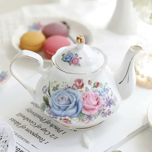 SOREZE Tetera de Porcelana de Hueso, Juego de cafetera de Camelia Rosa de 500ML, hervidor de Porcelana para el hogar, Jarra para Fiesta, café, Tetera