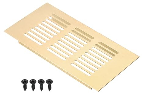PATIKIL Cubierta de Ventilación de Rejilla de Malla 6 x 3 Tono Dorado | de Aluminio, Pulgadas, Rectangular, con Tornillos de Montaje, para Puertas de Armario y Armario