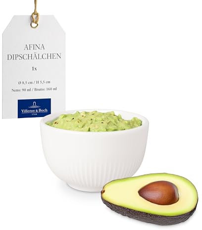 Villeroy & Boch - Cuenco para salsas Afina de porcelana premium, bol pequeño para salsas y aperitivos, fabricado en Alemania, apto para lavavajillas y microondas, apilable, blanco