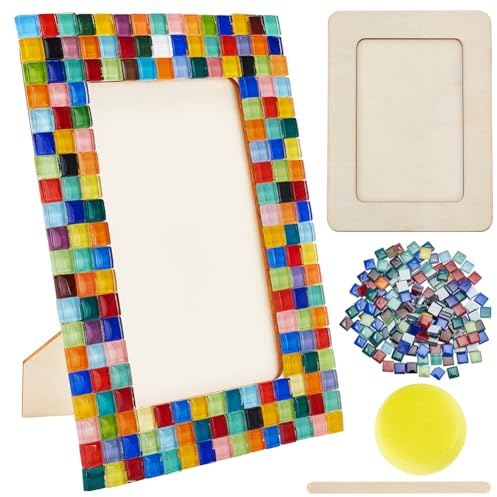 WEBEEDY Mosaik-Bilderrahmen-Bastelset, DIY-Mosaik-Fotorahmen, Kunst- Und Bastelset Für Anfänger, Unfertiger Holz-Fotorahmen, Ornament, Bastelbedarf, Lustige DIY-Bastelfoto-Geburtstagsgeschenkidee