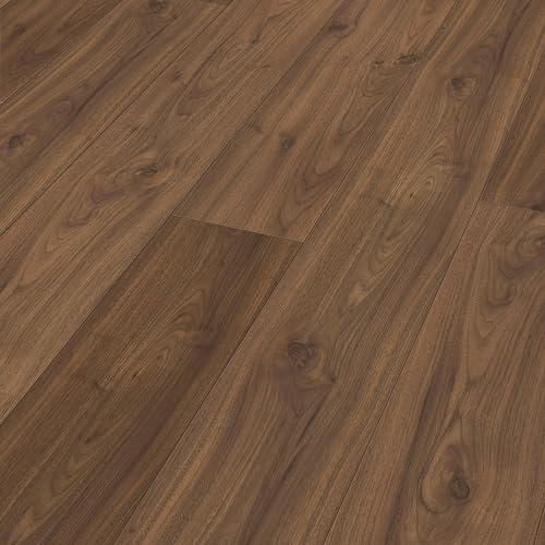 Meister Laminatboden MeisterDesign. Laminate LL 150 S 2052 x 220 x 10 mm 06389 Nussbaum Amore Rohholz-Poren-Struktur