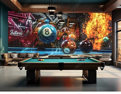 Papier Peint Panoramique billard Tableaux Muraux Tapisserie Photo Décoration Murale Salon Chambre 250CM(L)*175CM(H)