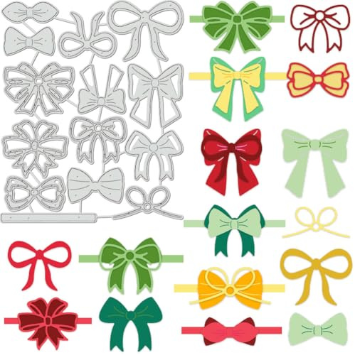 BENECREAT Multi-Style Bow Cutting Die, 144x119mm Bowknot Carbon Steel Dies, Bow Tie Template Cutting Decorative Embossing Stencils for DIY Scrapbooking, Photo Album, Greeting Card Making