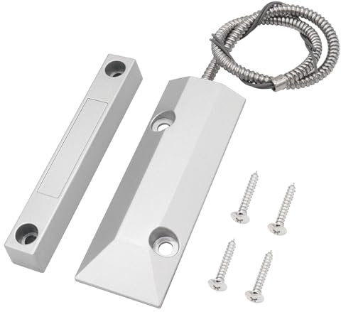FOCMKEAS Magnetischer Reed-Schalter, verdrahtet, Oberflächenmontage, normalerweise offen/geschlossen, NC/NO Kontaktsensor, Alarm, magnetischer Türschalter mit 3 Drähten, Zinklegierung, Silber, OC-55