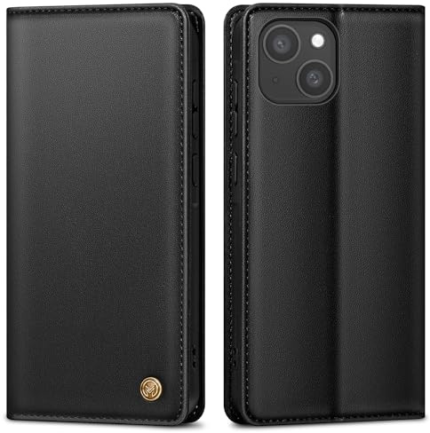 AIMOYU Handyhülle für iPhone 14 Hülle,Premium Lederhülle Schutzhülle Tasche für iPhone 14 Hülle Wallet Kartenfach Standfunktion Flip Case für iPhone 14 Klappbar, Schwarz