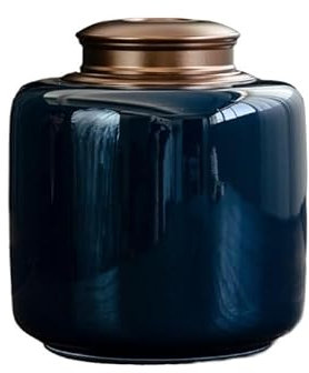 Tarro de cerámica para alimentos Carrito de té de cerámica Cubierta de metal Tarro sellado Caja de té grande Contenedor de té Organizador de té Tanque de almacenamiento Lata de té Tarro de azúcar Con