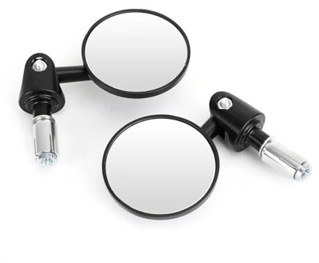 Rückspiegel Motorrad Motorradspiegel, Verstellbar, 22 Mm, Lenkerendenspiegel, Schwarz, 73 Mm, Konvex, 16–18 Mm ID, Motorrad Lenkerspiegel Motorrad