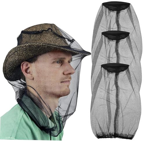 SEWOART 3pièces Lot de Filets De Protection pour Tête Couvre-Chefs Extérieur Filets Respirants pour Apiculteur Bande Élastique Confortable Nylon Robuste pour Camping Et Randonnée